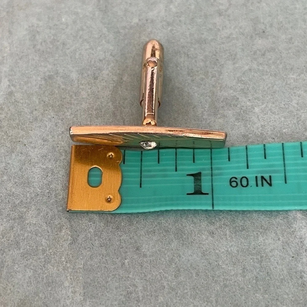 Anson Cufflinks Tie Clip Set Vintage‎ Gold Tone Rhinestone Sunburst Elegant